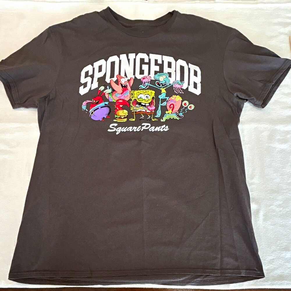 Nickelodeon SpongeBob SquarePants Graphic TShirt L Black see photos and descript